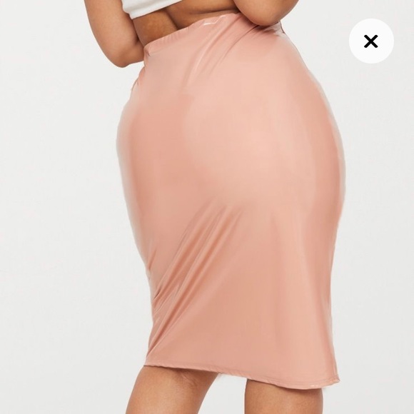 Plus Rose PU Midi Skirt - Picture 3 of 6